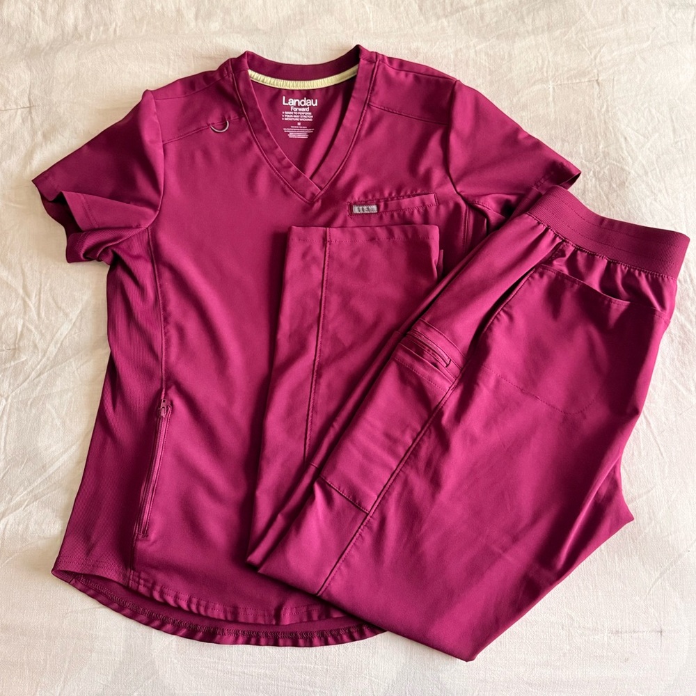 Landau Magenta Scrub Set